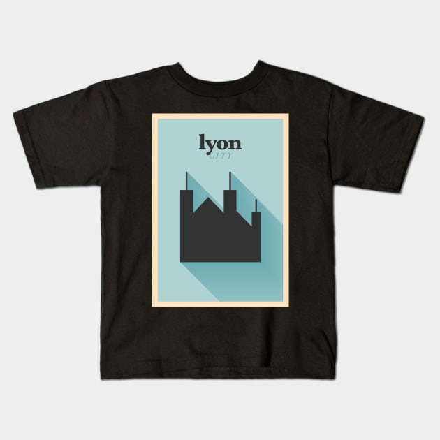 Lyon Poster Design Kids T-Shirt by kursatunsal